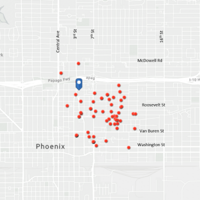 Map exploring diversity and social context of a historic Phoenix synagogue in 1940 