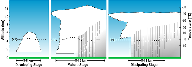 Life cycle of a thunderstorm